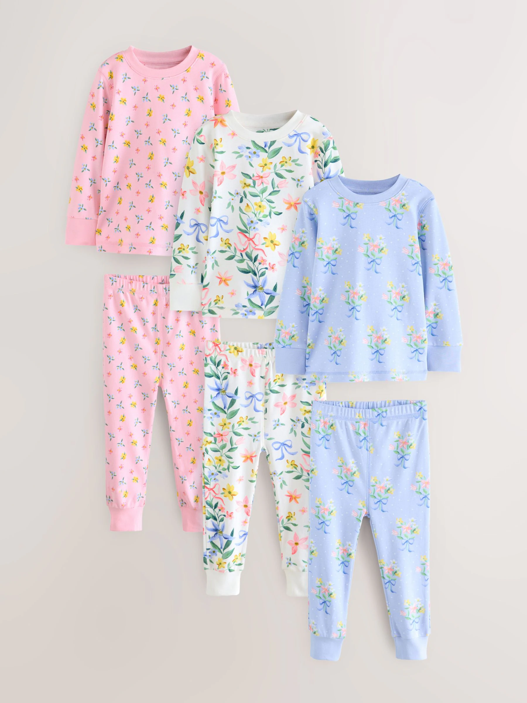 Roze/blauw - Verpakking van 3 knusse pyjama's (9 mnd-16 jr)