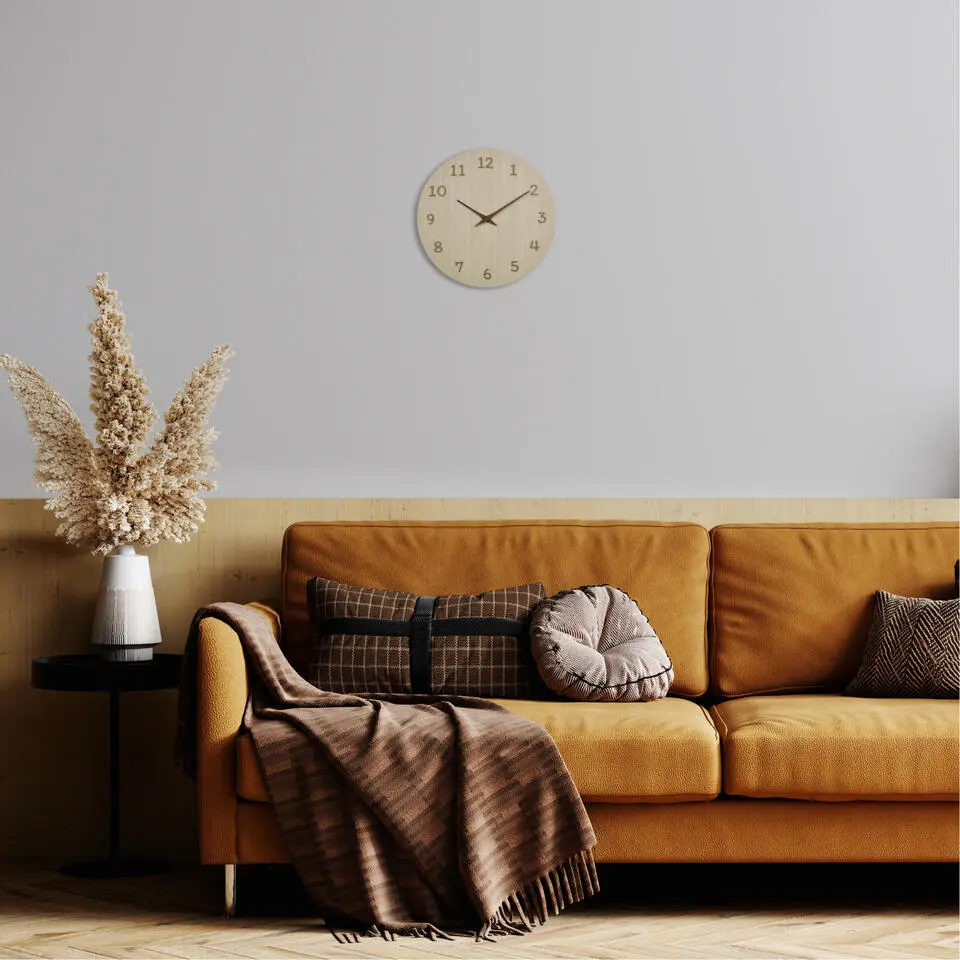 TFA Wandklok - naturel houtkleur - hout - D30 cm