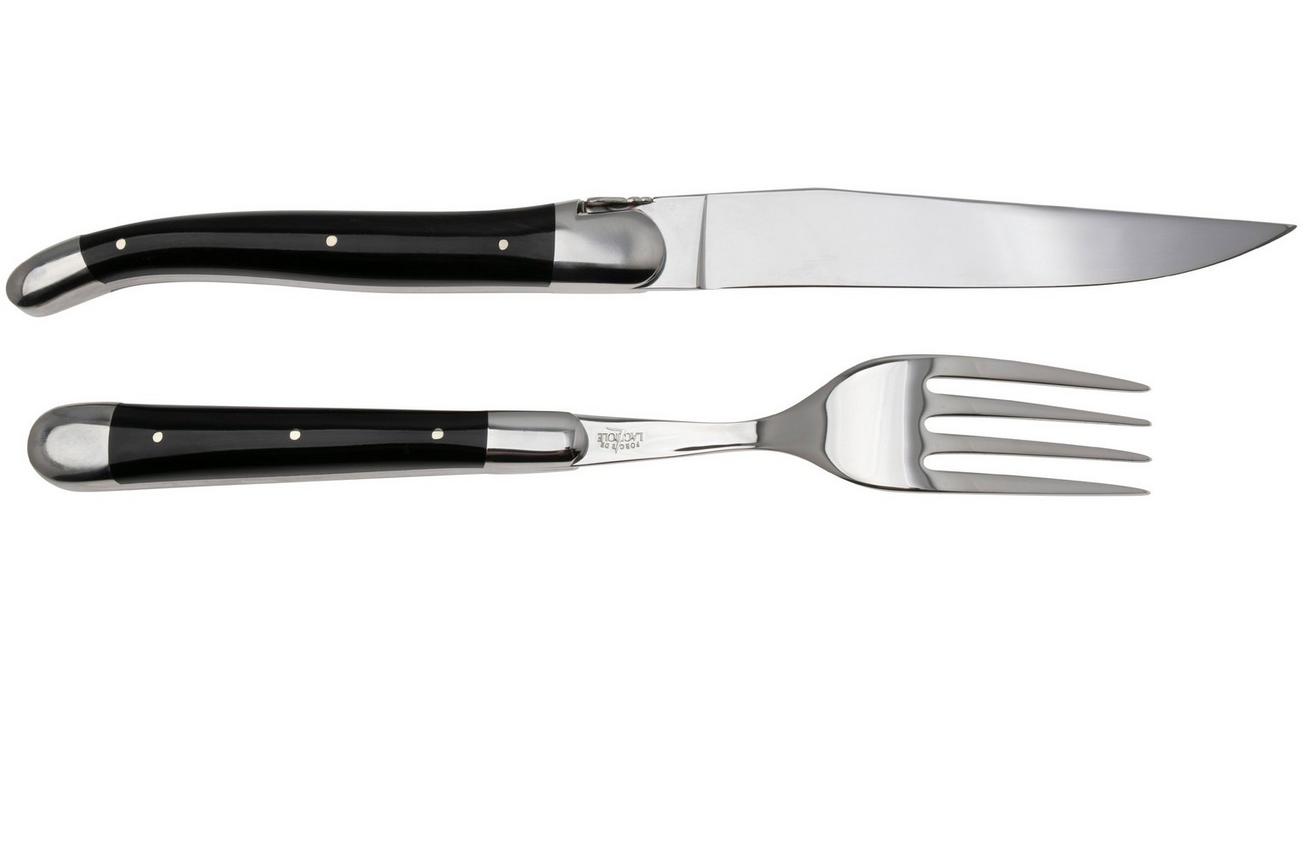 Forge de Laguiole Knife and Fork TF2MINBF Dark Horn, 2-delige bestekset, gepolijst