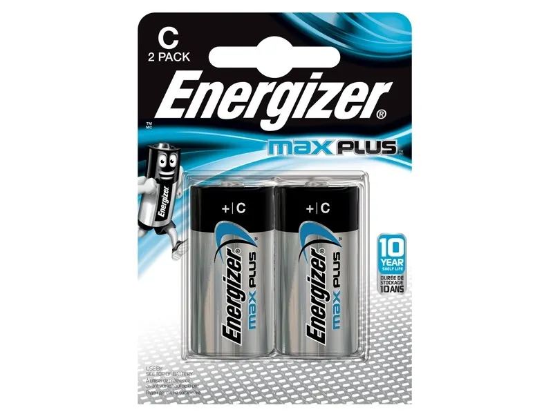 Batteri, Energizer Alkaline Max Plus, C, 1,5 V, 2 stk
