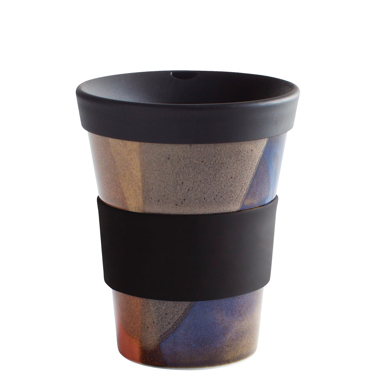 KAHLA cupit Becher 0,35 l + Trinkdeckel pure black + colours of nature