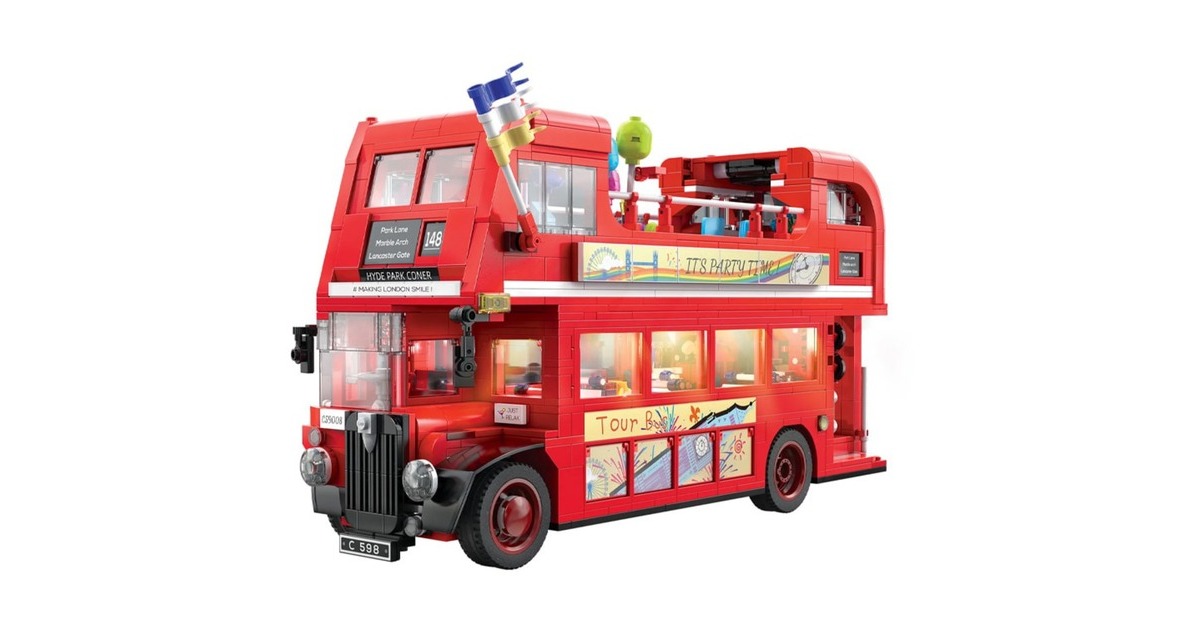 CaDABuilding - London Vintage Tour Bus Constructiespeelgoed  (C59008W)