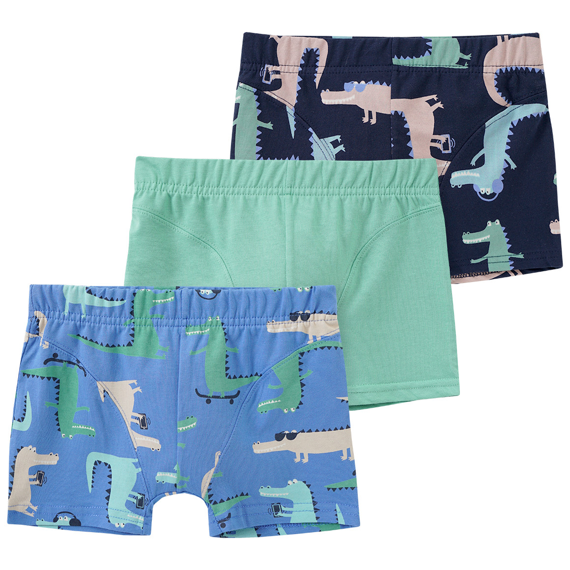 Topolino 3 Jungen Boxer mit Krokodil-Motiven dunkelblau / blau / grün