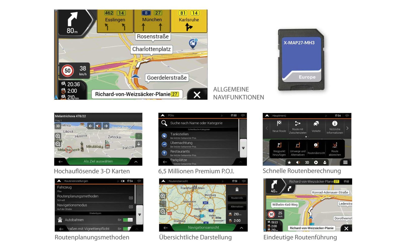Xzent X-MAP27-MH3 Navipaket für Infotainmentsystem X-427 und X-F270