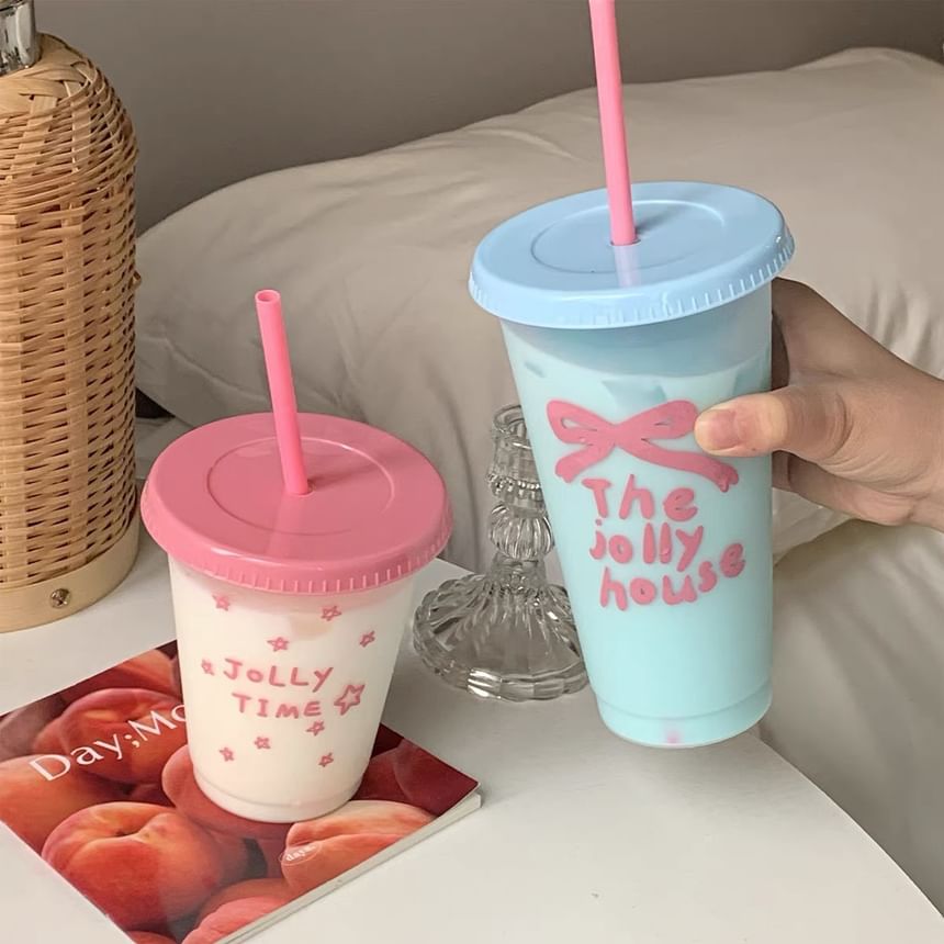Tuhat - Beletterde plastic drinkbeker met rietje (verschillende ontwerpen)