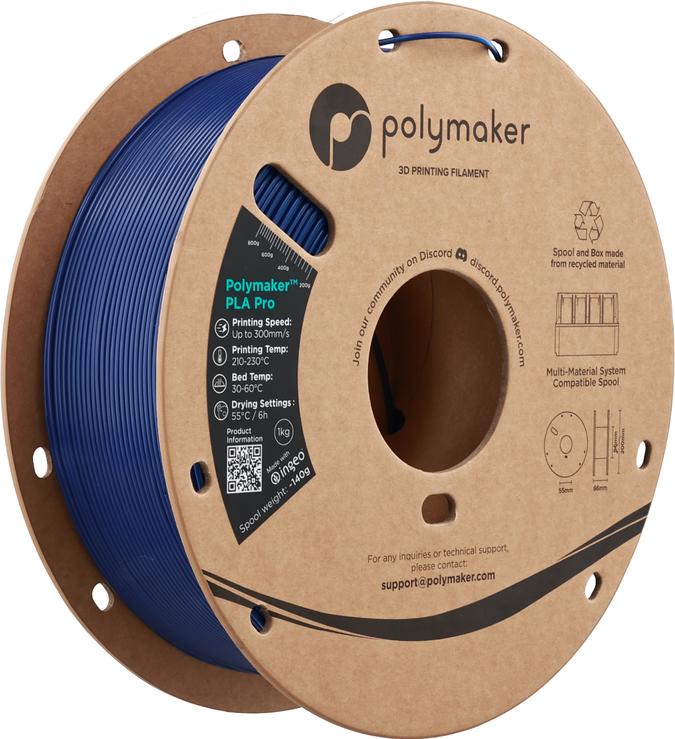 Polymaker  PLA Pro Blue, 1,75 mm / 1000 g    Neue, verbesserte Formulierung: Hochleistungs-High Speed-PLA in Blue