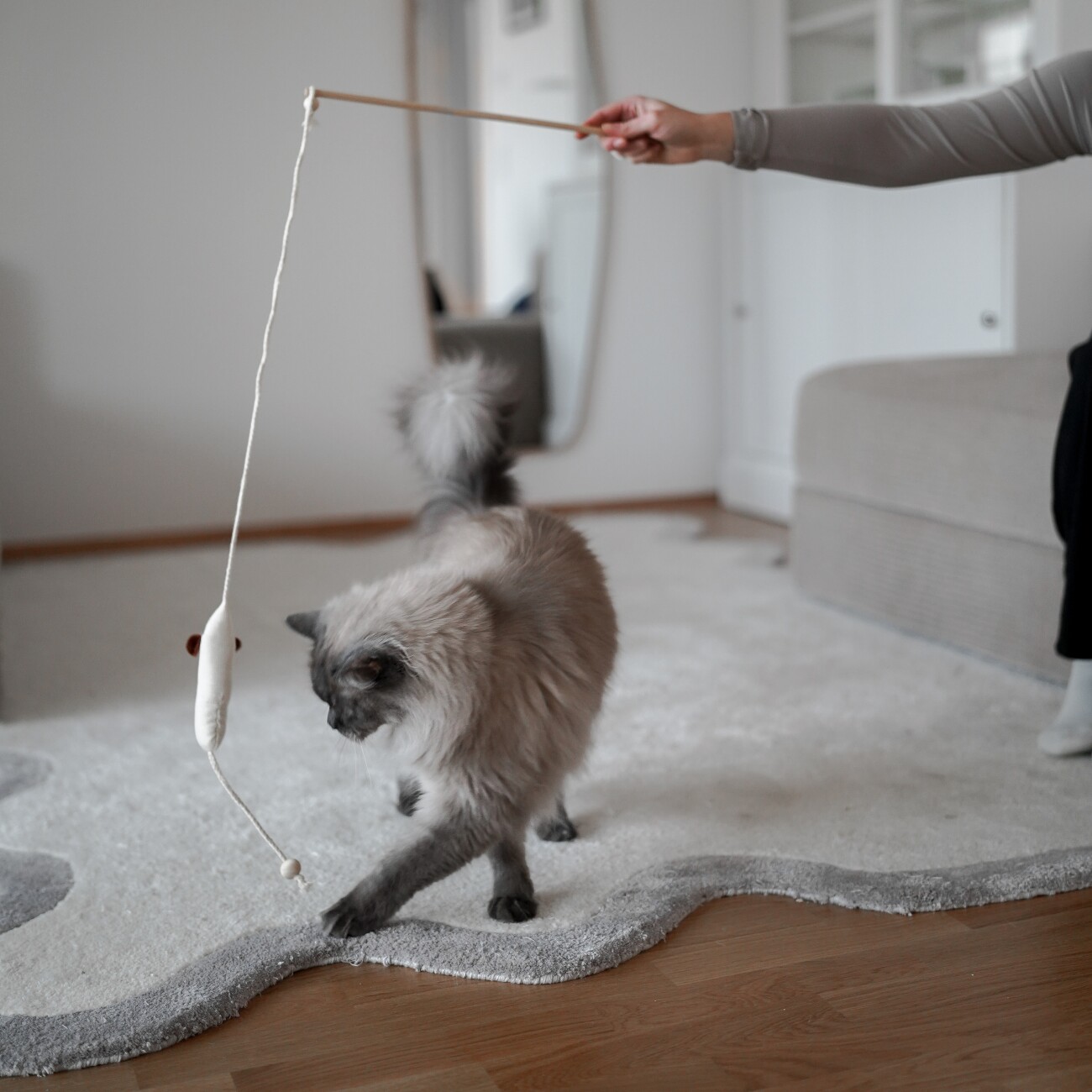 Minty&Marla Spielangel mit Katzenminze Katzenspielzeug beige/ braun/ grau