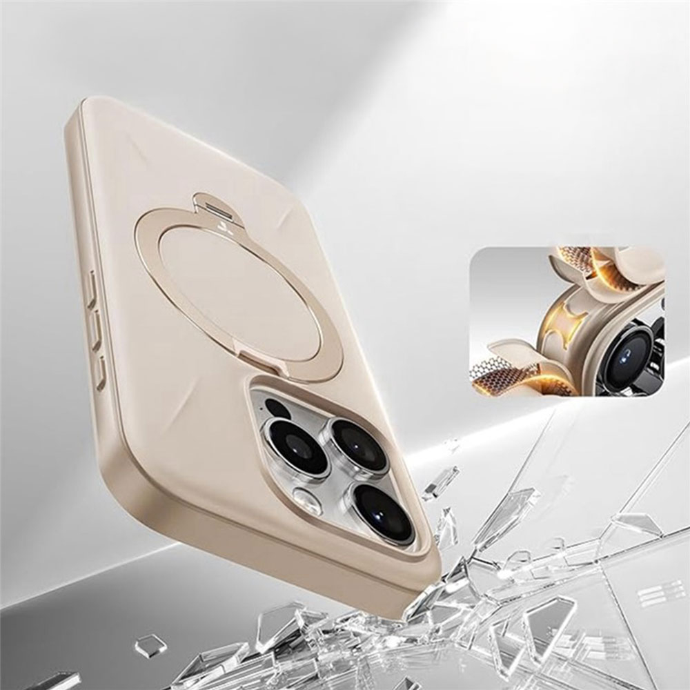 iPhone 16 Pro Max Ostand 360° Spin Fusion MagSafe Hybrid Hardcase Schutz Hülle Ring Stand   Kickstand - Beige