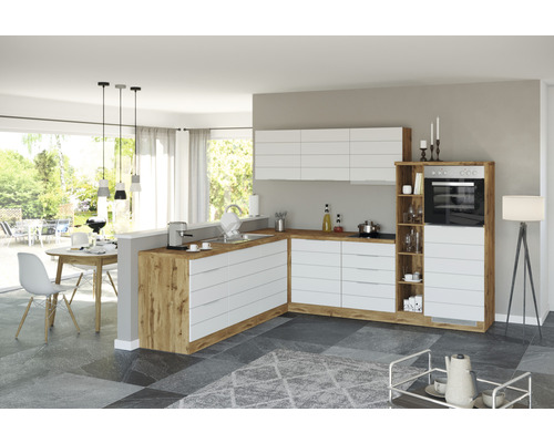 Held Furniture hoekkeuken zonder apparatuur Florence 240 cm wit mat gedemonteerd omkeerbaar model 1128.6291