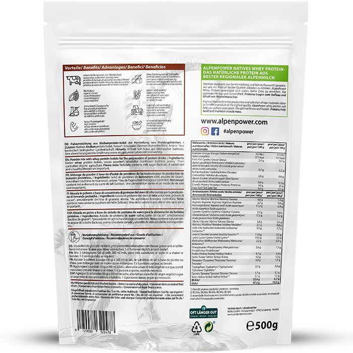 AlpenPower Native Whey Isolat- Schoko