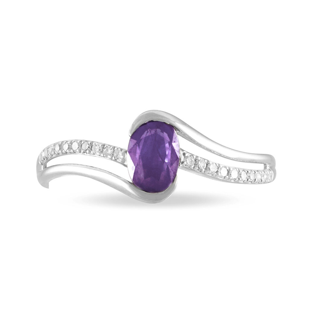 Bague Anja Or Blanc Amethyste Et Diamant
