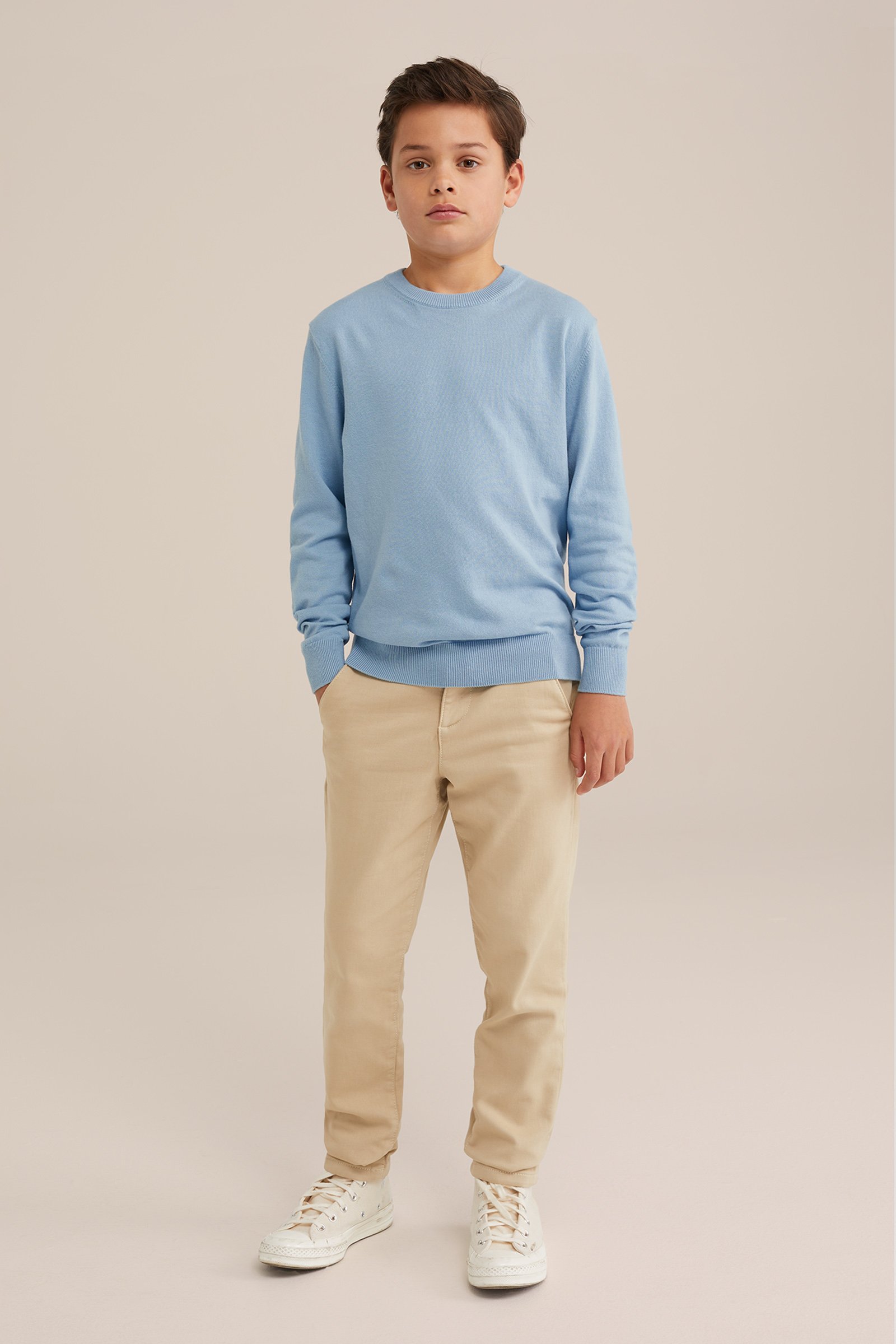 Jongens fijngebreide trui WE Fashion IJsblauw