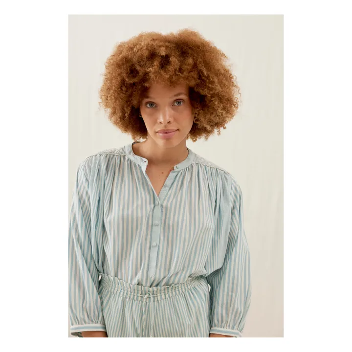 Louise Misha Blouse Jeannali Rayures Coton Bio - Collection Femme | Bleu