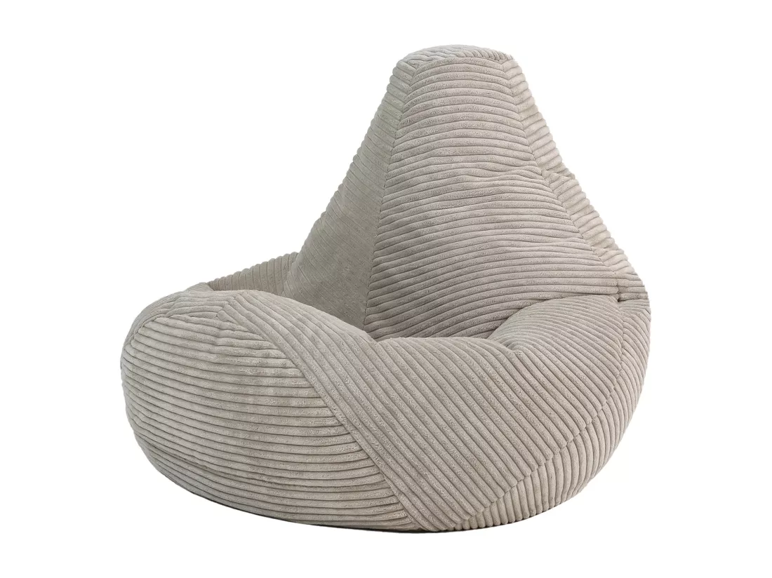 Pouf inclinable enfant velours côtelé beige galet - DALTON