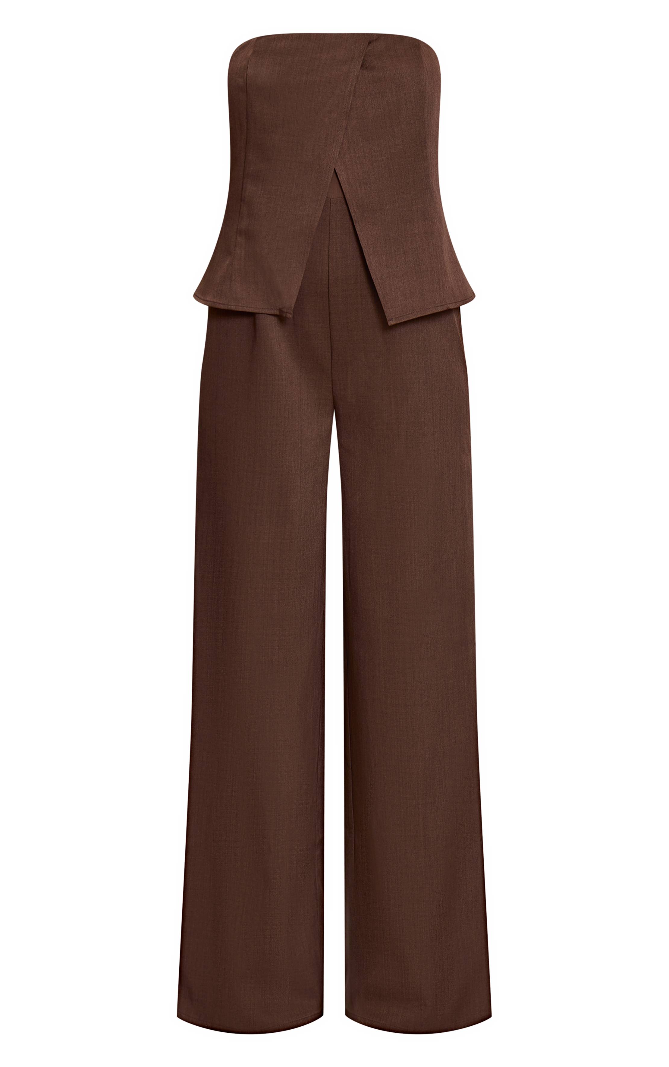 Chocolat Combinaison Pantalon Droit Ajusté À Bandeau