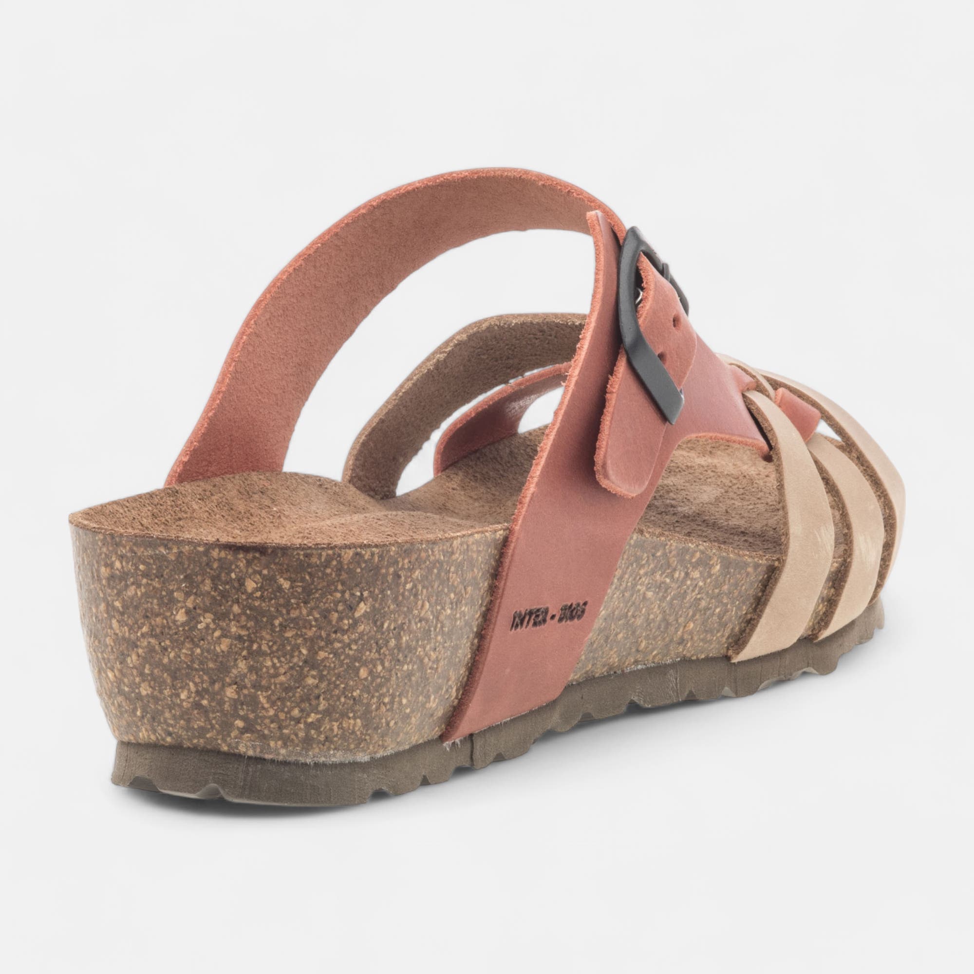 Mules semelle liège Femme en cuir beige