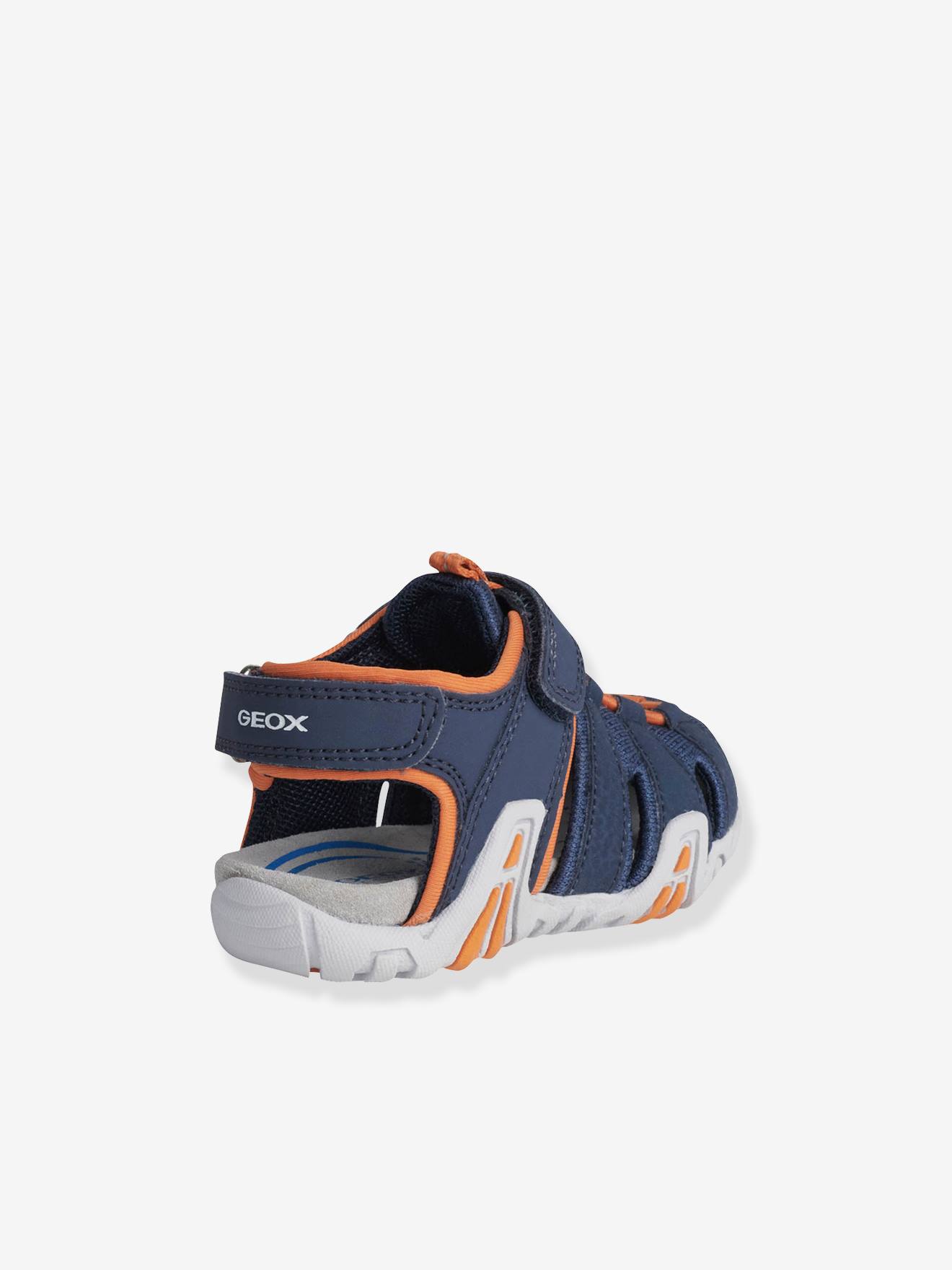 Sandálias infantis Kraze A GEOX®, azul-escuras, lisas com estampas.
