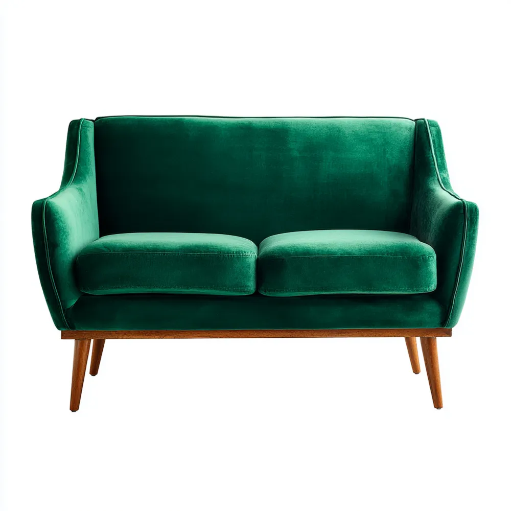 2-Sitzer-Sofa Samt 140x80x85 cm - Grün - Mid-Century-Design
