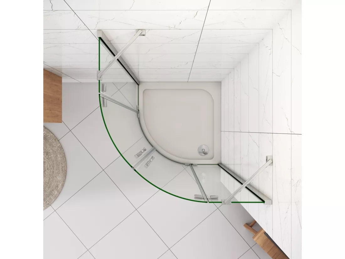 AICA Cabine de douche en quart de cercle chromé 80x80x195cm,Cabine de douche intégrale d'angle,porte de douche pivotante