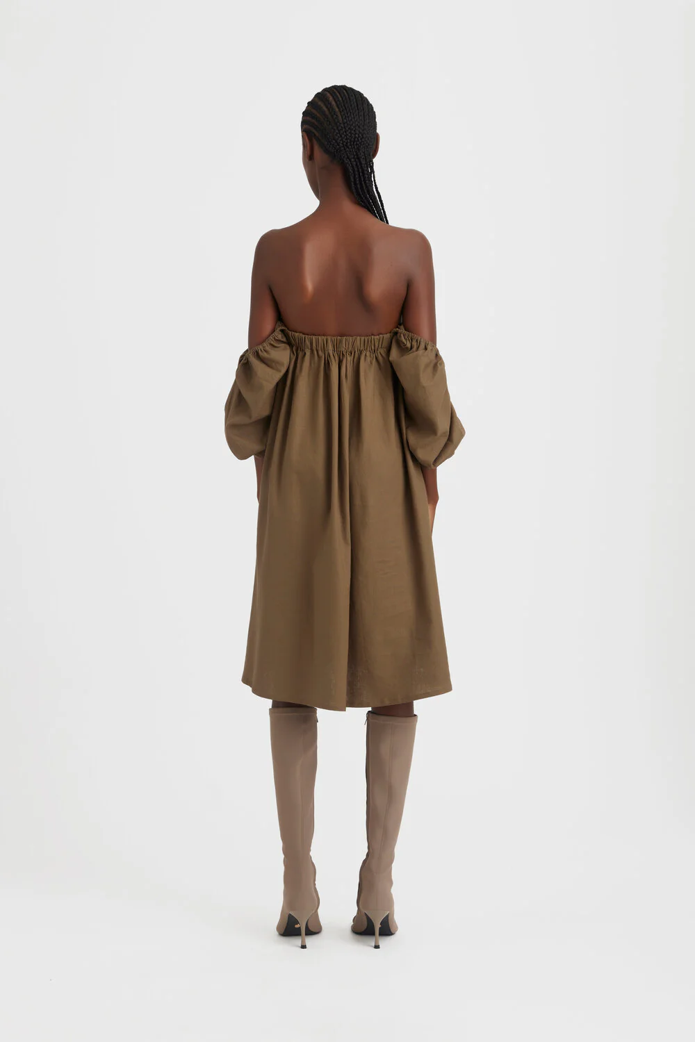 GESTUZ  Liza linen kort kjole - Stone Gray