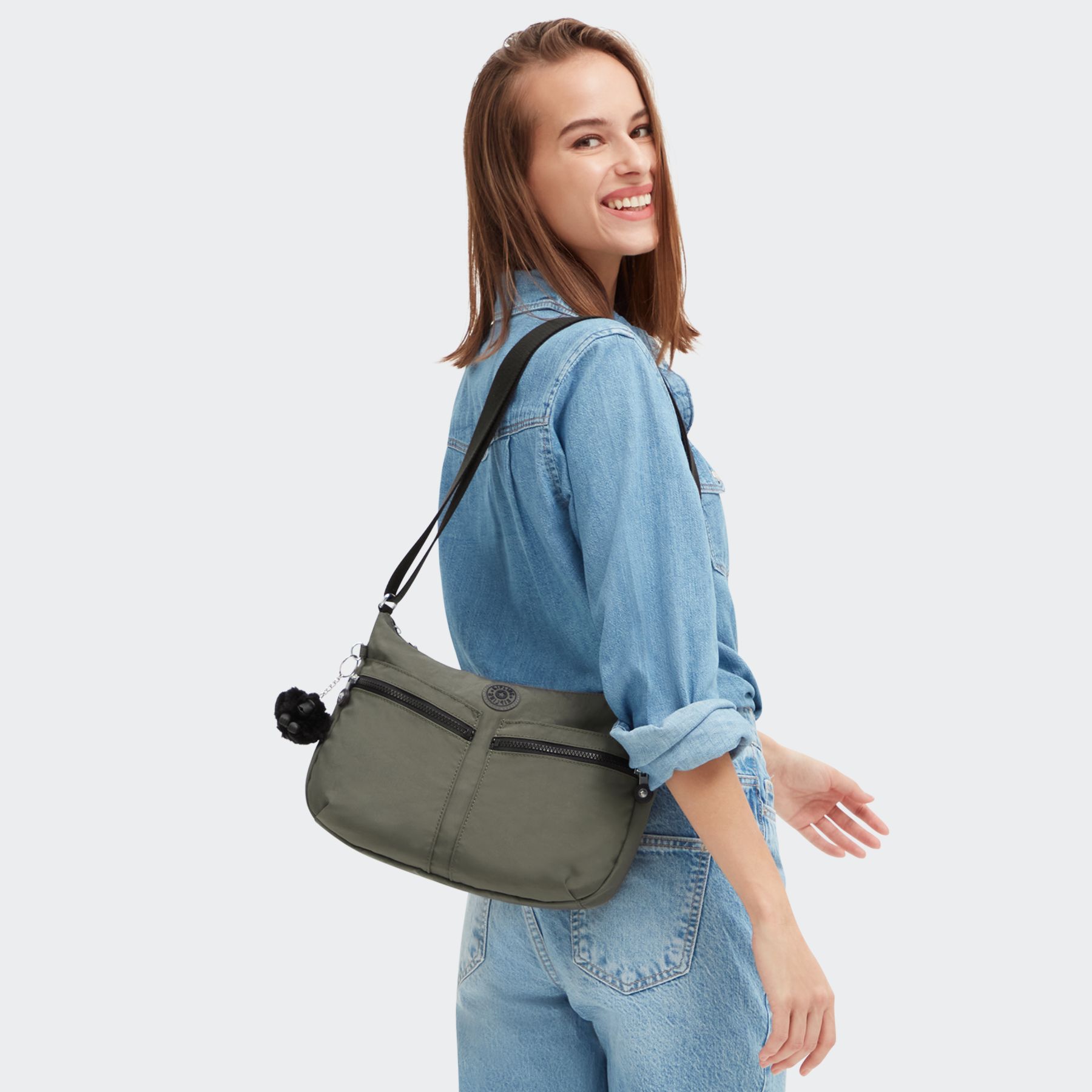 IZELLAH Sac Épaule à Bandoulière Taille Moyenne  - Green Moss
