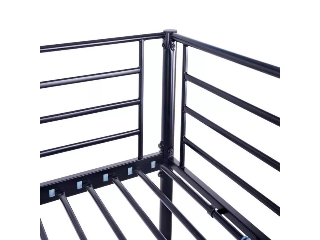 Lit mezzanine en métal ELIOT - Noir - Sommier inclus - 140 x 200 cm