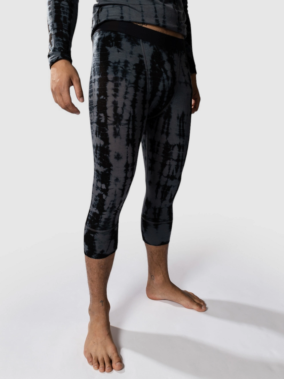 Mons Royale Merino Cascade Flex 3/4 Legging Base Layer B grey tie dye