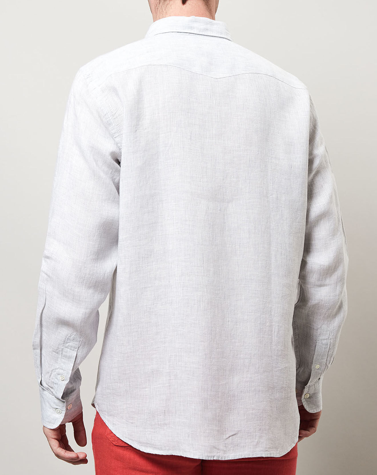 Hartford Chemise 100% Lin slim Storm gris/blanc