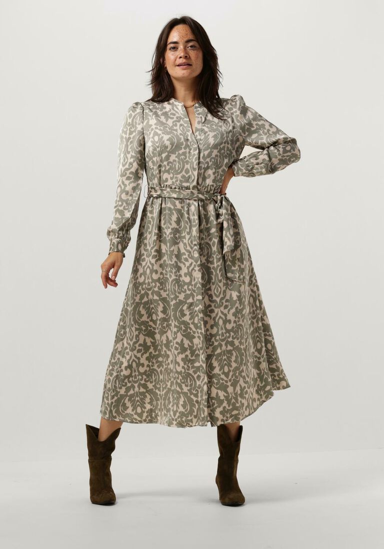 NEO NOIR groene neo noir midi jurk cilian flower blur dress