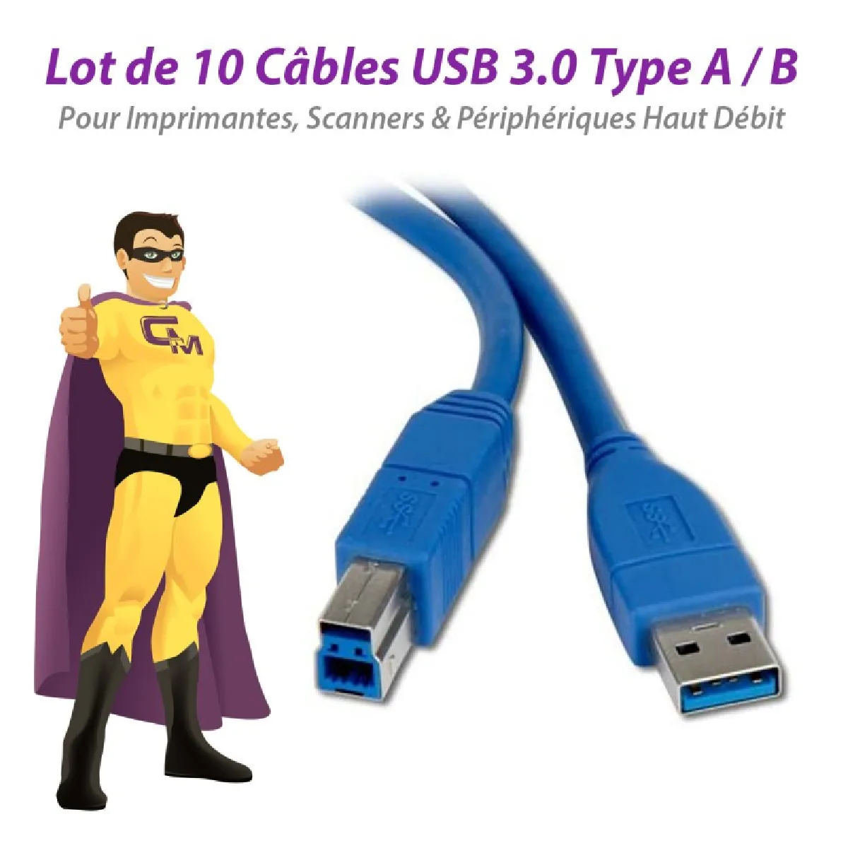 Connectland Lot de 10 Câbles USB 3.0 - Bleu · Occasion