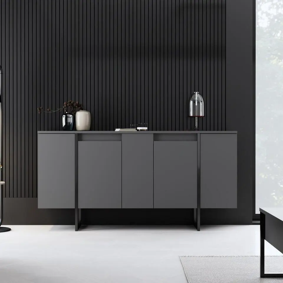 CALICOSY - Dressoir LUXE - Antraciet / Zwart - 80x160x35 cm