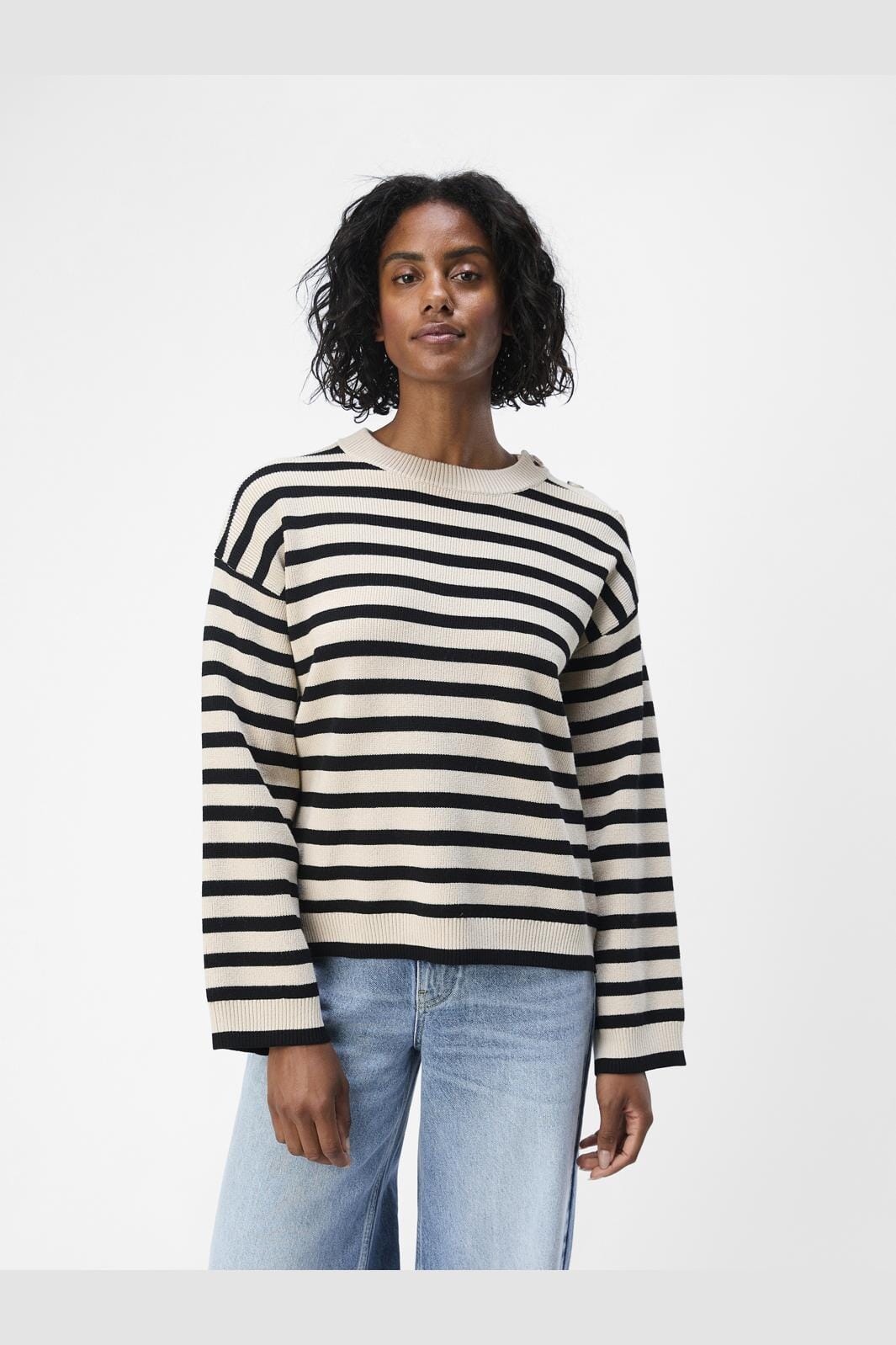 Object Objelly Lo Ls Knit Pullover 4535335 sandshell black