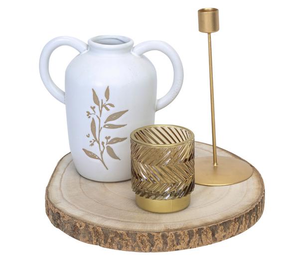 Dehner Tischdeko-Set, weiß/gold, 4-teilig