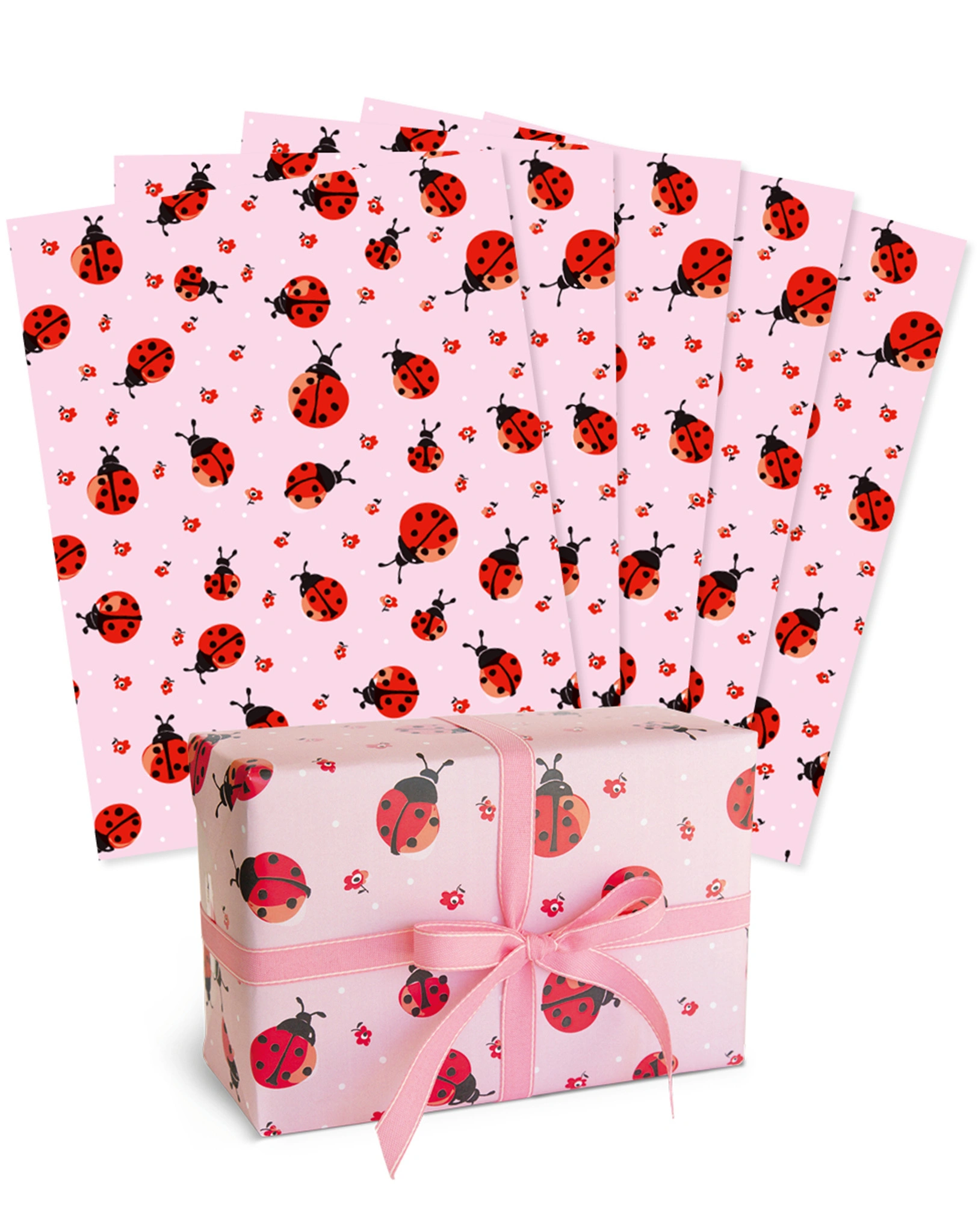 Geschenkpapier MARIENKÄFER (67x49cm) 5er-Set