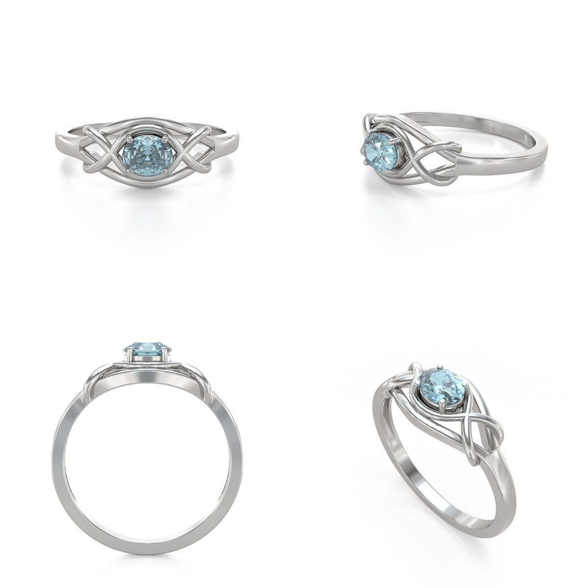 Bague ADEN Or 585 Blanc Aigue-Marine 1.870grs