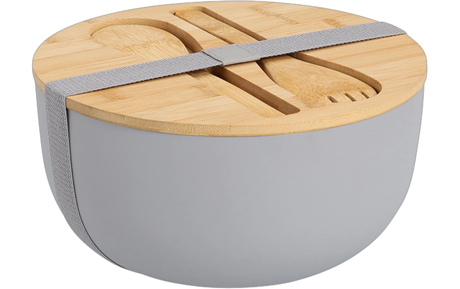 Salatschüssel Bambus / Kunststoff, 4-teiligSalatschale mit Salatbesteck