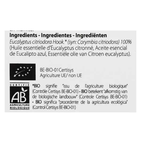 Óleo Essencial de Eucalipto Limão Orgânico Pranarom 30ml