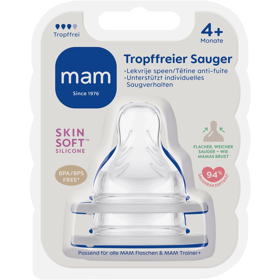 MAM Sauger tropffrei, ab 4 Monaten Silikon