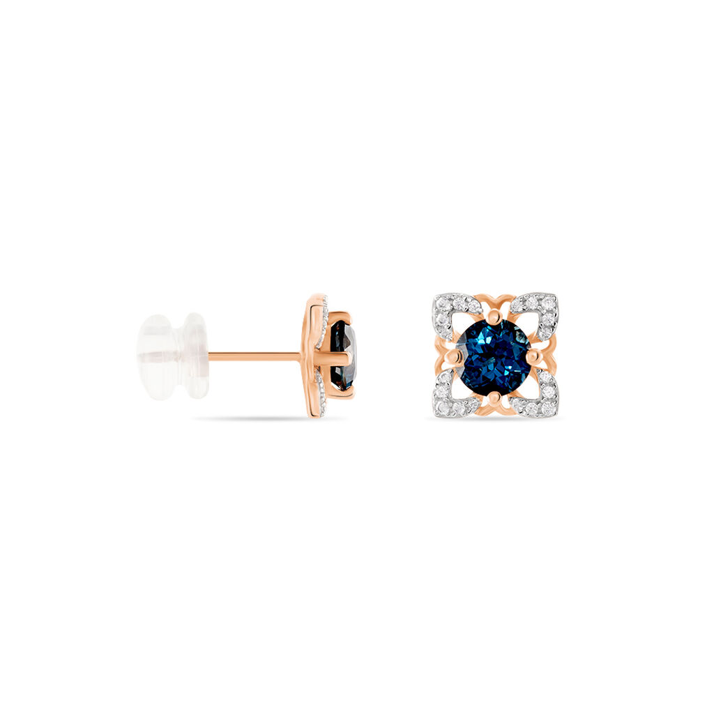 Boucles D'oreilles Pendantes Haia Or Rose Topaze Et Oxyde De Zirconium