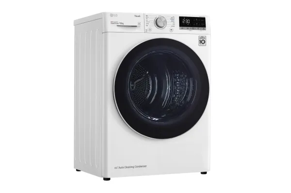 LG RH10V9AV4W, Fritstående, Front-læsning, Varmepumpe, Hvid, Dreje, Berøring, Luxury white
