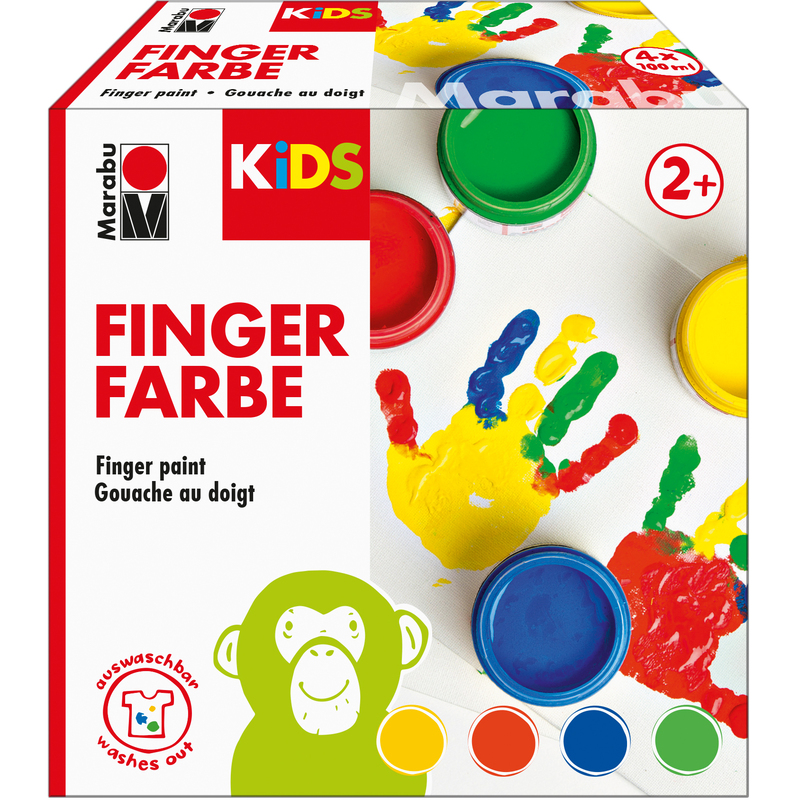 Marabu Fingerfarbe Kids, 100 ml, assortiert, 4 Stück
