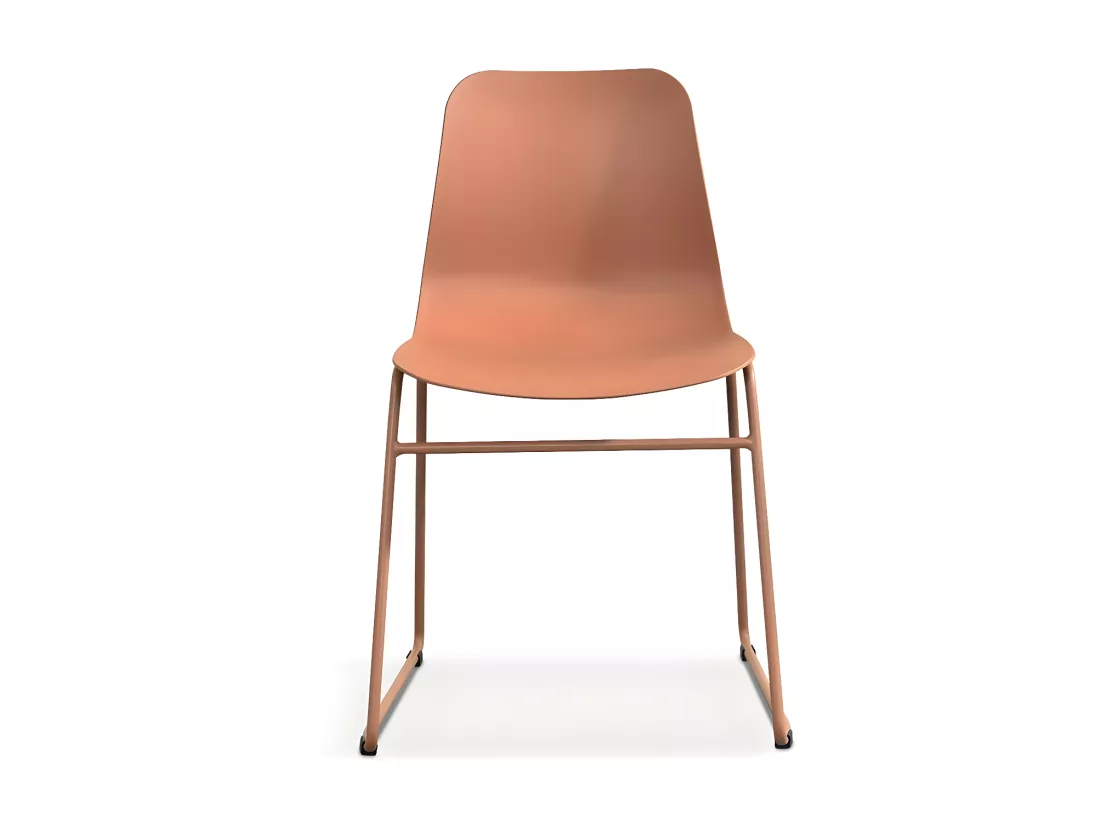 Chaise en polypropylène MARIE de salle à manger bar café, couleur : terracotta