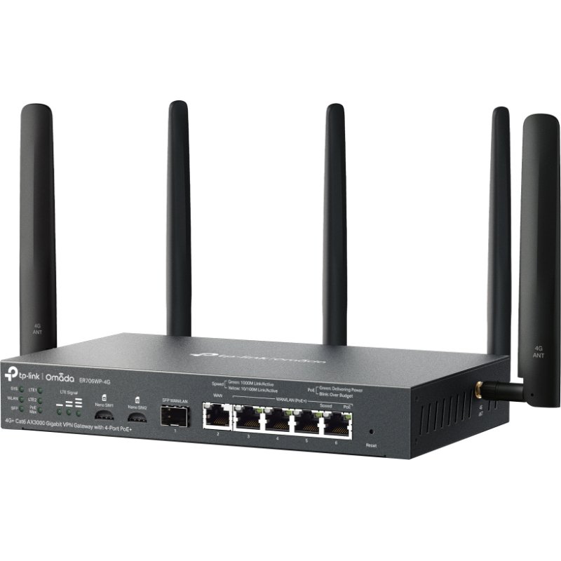 TP-Link Omada ER706WP-4G routeur sans fil Gigabit Ethernet Bi-bande (2,4 GHz / 5 GHz) Noir