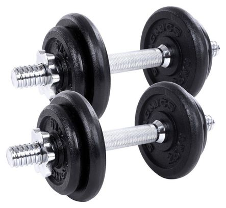 Lot de 2 haltères en fonte avec fermetures étoilées 20 kg fitness sport musculation 12_0002027