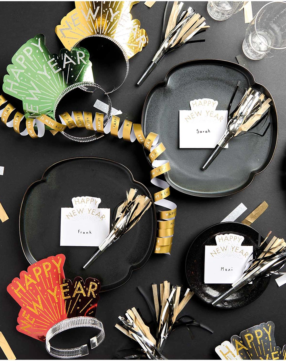 Partytröten FLITTER 6er-Pack in schwarz/gold/silber