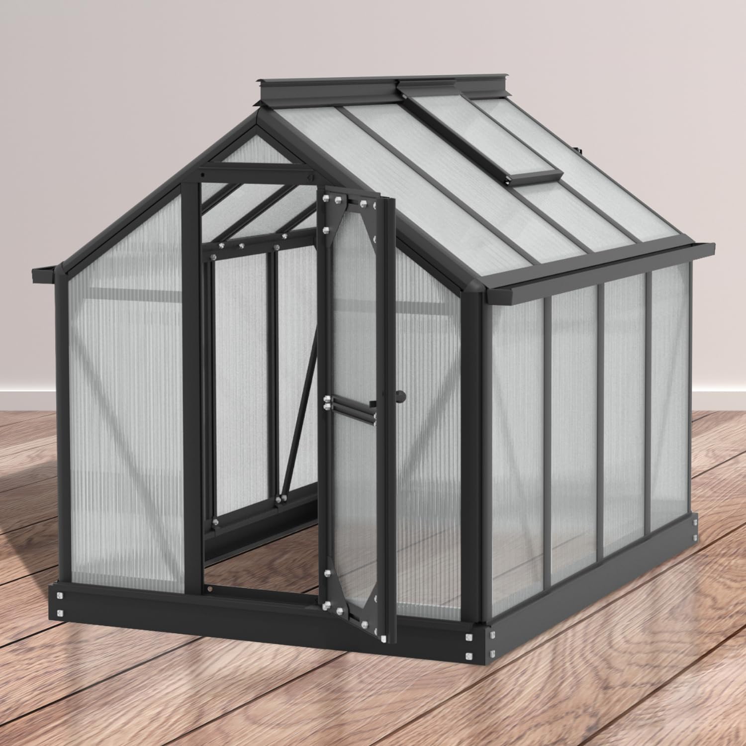 Vitavia Minigewächshaus Merlin, schwarz, HKP ca. 4mm | Wetterfestes & stabiles Treibhaus | Perfekt für Gemüse & Pflanzen | Robust & langlebig