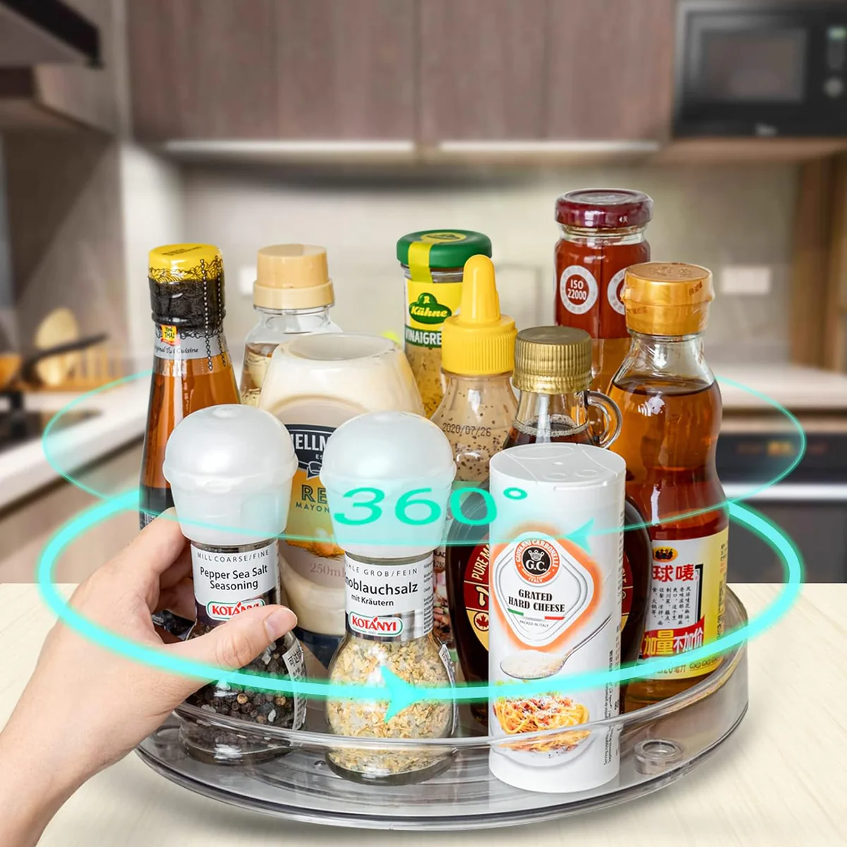 Plateau Tournant Epices 360° de 27 cm Transparent Vendos85