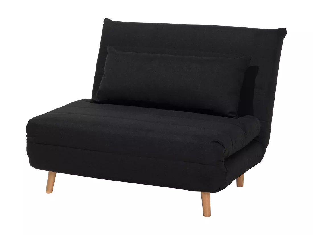 Banquette convertible 1 place en tissu noir SETTEN