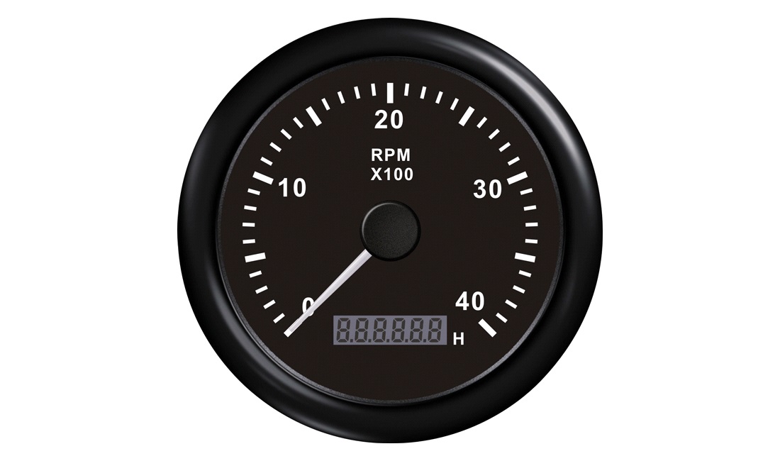 Omdr.tæller diesel 0-4000 0.5-250m/t sort 12/24v ø85