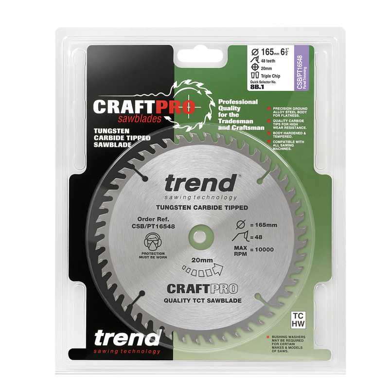 Trend PT cirkelzaagblad 165x20x2,2mm 48T